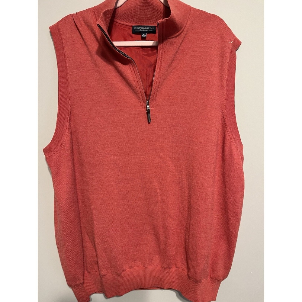Fairway & Greene | Mens Baruffa Merino Wool Golf Sweater Vest Coral XL